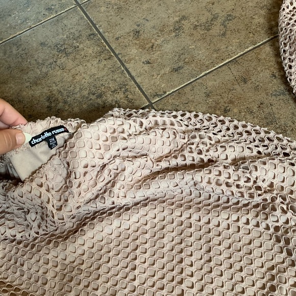 Charlotte Russe net set outfit nude cute club - Picture 3 of 6